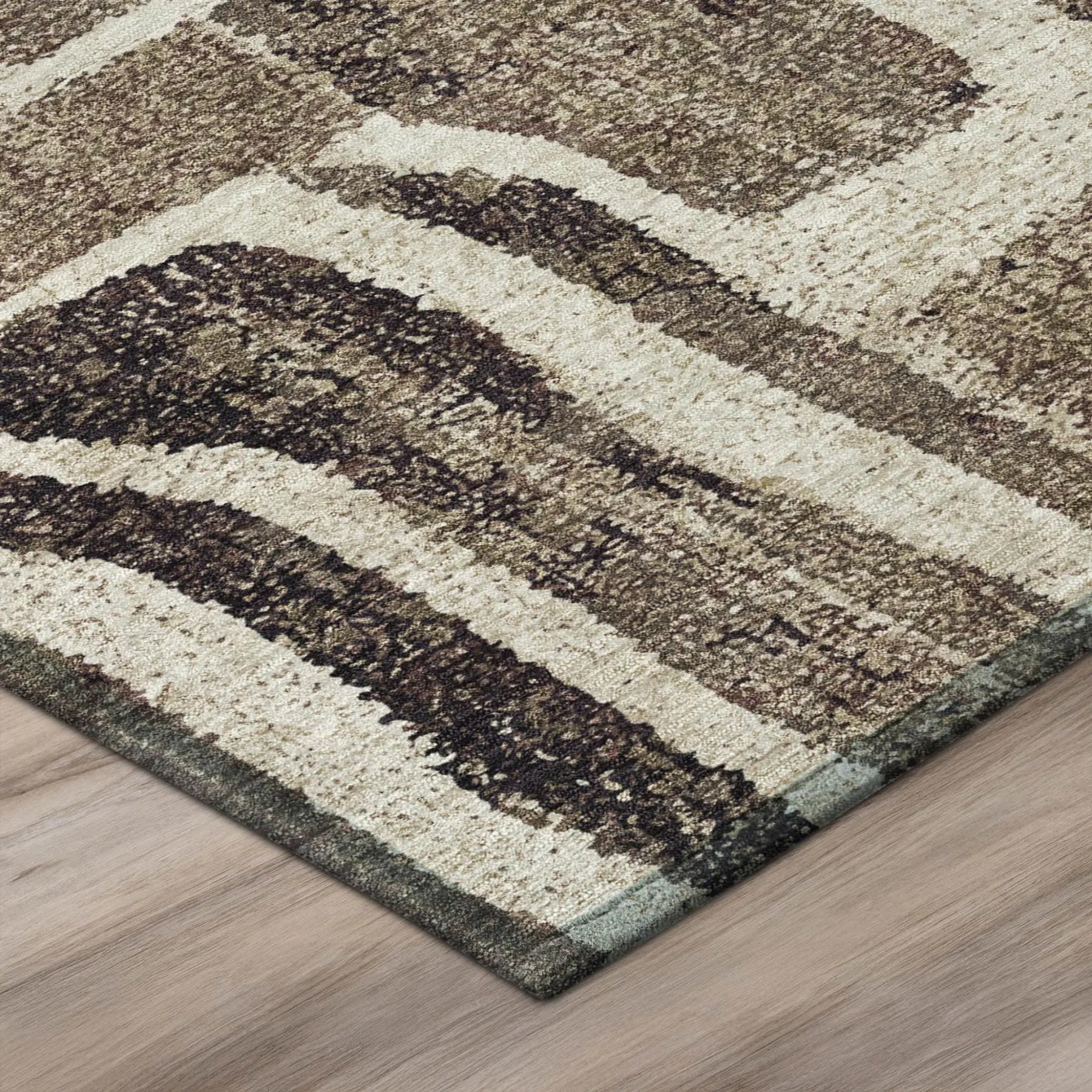 9' X 12' Taupe And Brown Abstract Washable Indoor Outdoor Area Rug Homeroots Outdoor