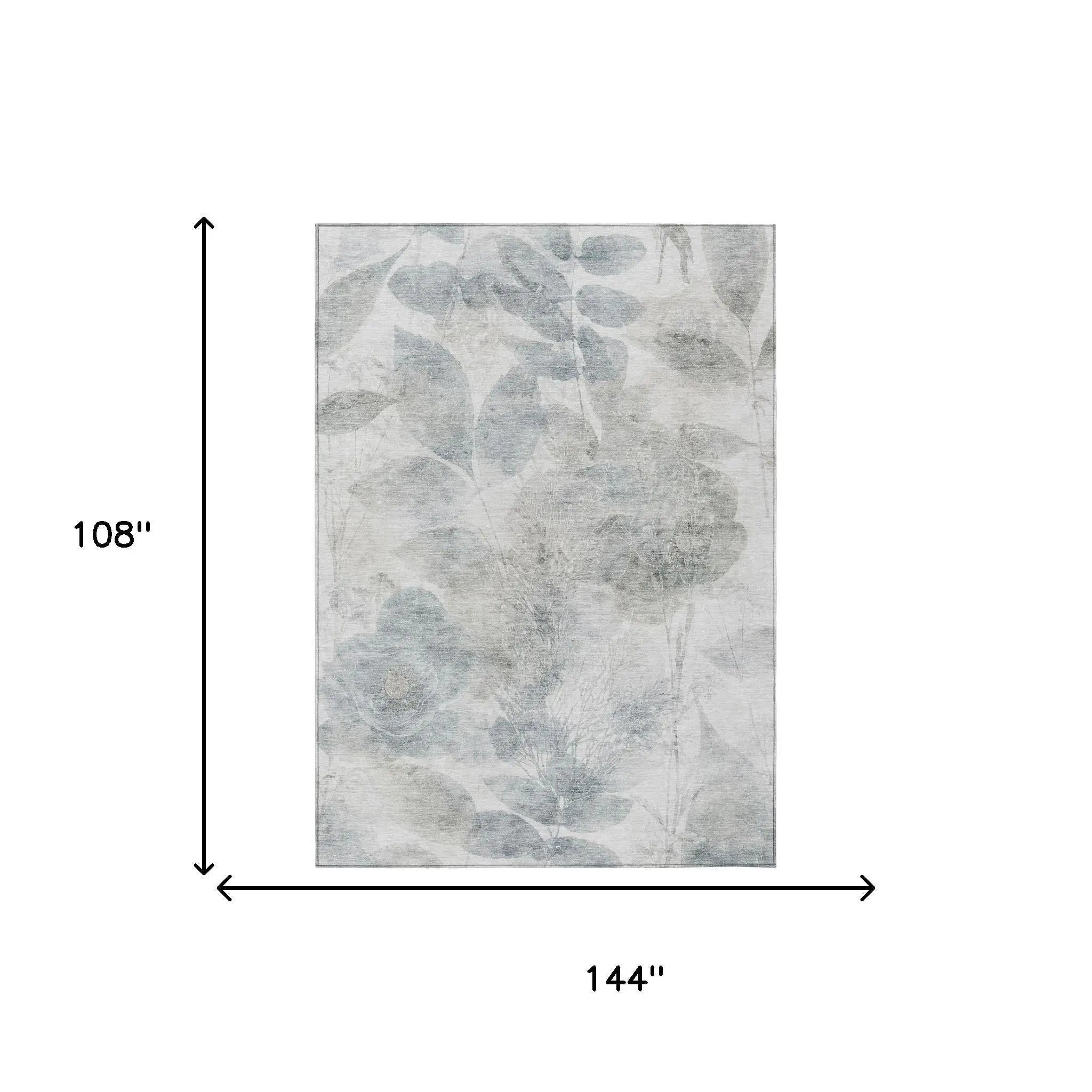 9' X 12' Taupe And Brown Floral Washable Indoor Outdoor Area Rug Homeroots Outdoor