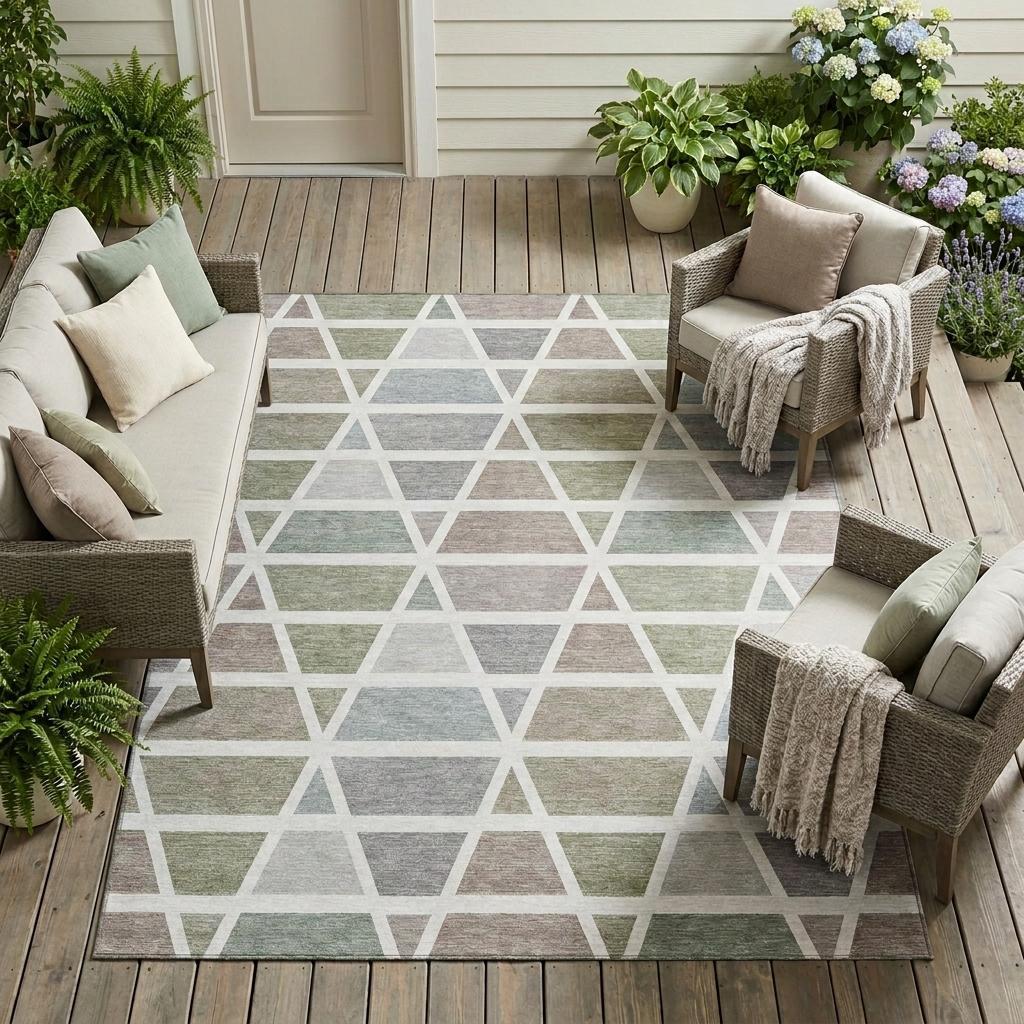 9' X 12' Taupe And Brown Geometric Washable Indoor Outdoor Area Rug Homeroots Outdoor