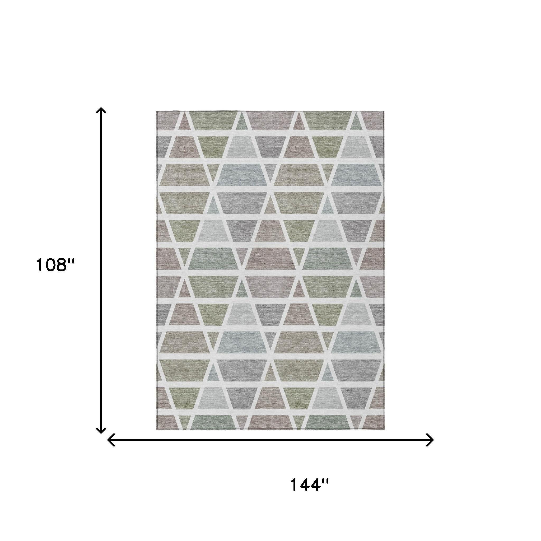 9' X 12' Taupe And Brown Geometric Washable Indoor Outdoor Area Rug Homeroots Outdoor