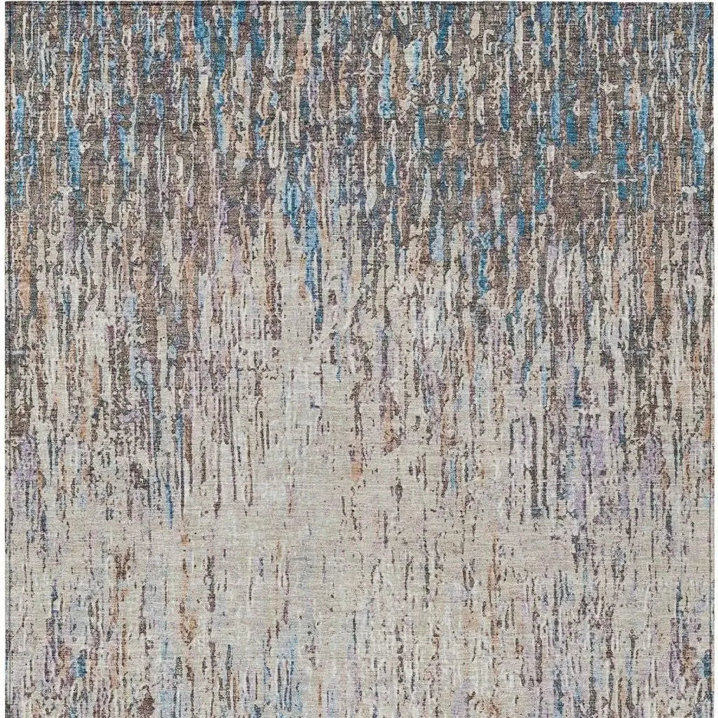 9' X 12' Taupe And Brown Striped Washable Indoor Outdoor Area Rug Homeroots Outdoor