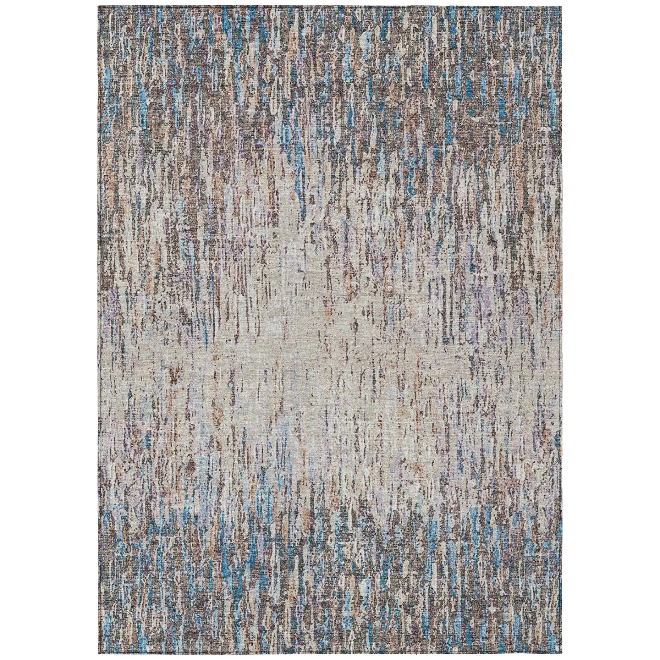 9' X 12' Taupe And Brown Striped Washable Indoor Outdoor Area Rug Homeroots Outdoor