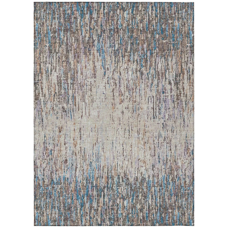 9' X 12' Taupe And Brown Striped Washable Indoor Outdoor Area Rug Homeroots Outdoor