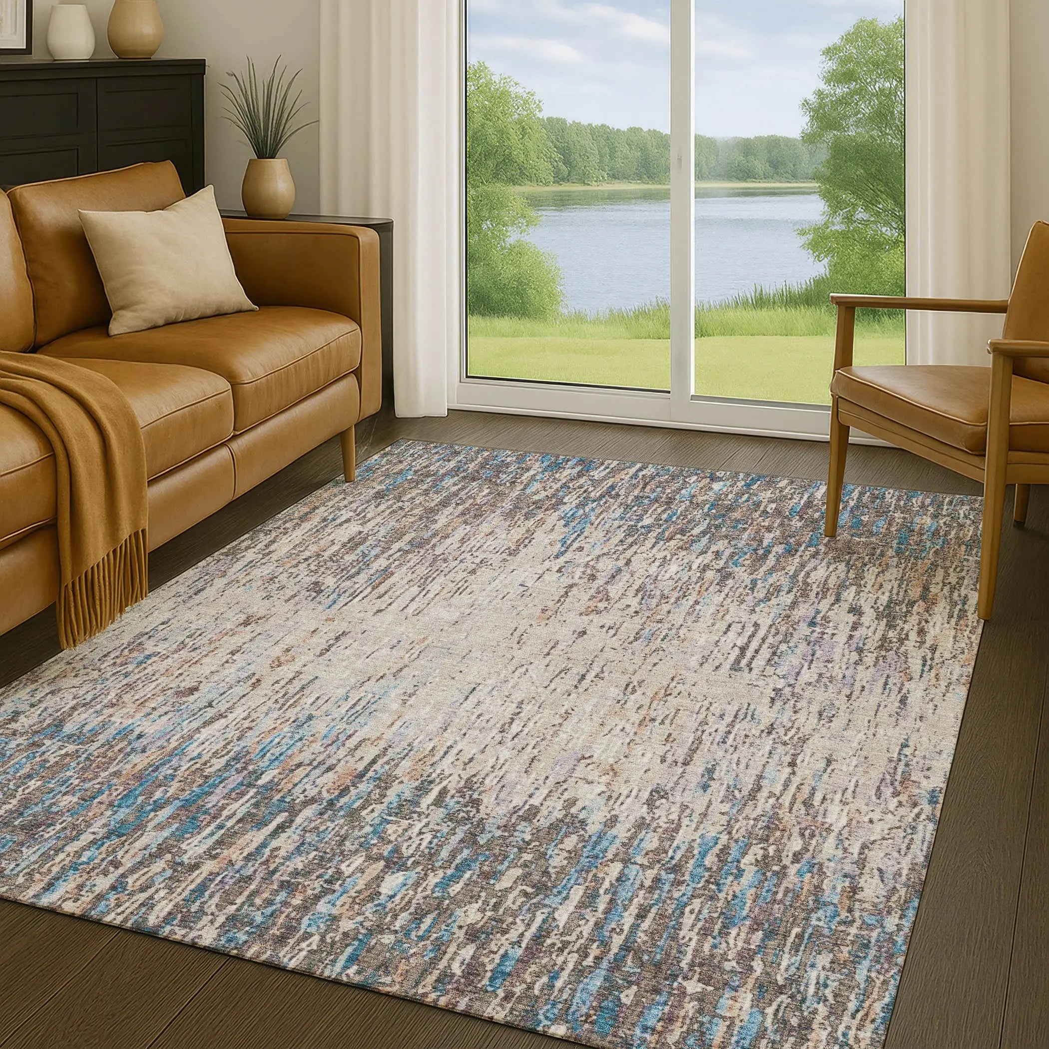 9' X 12' Taupe And Brown Striped Washable Indoor Outdoor Area Rug Homeroots Outdoor