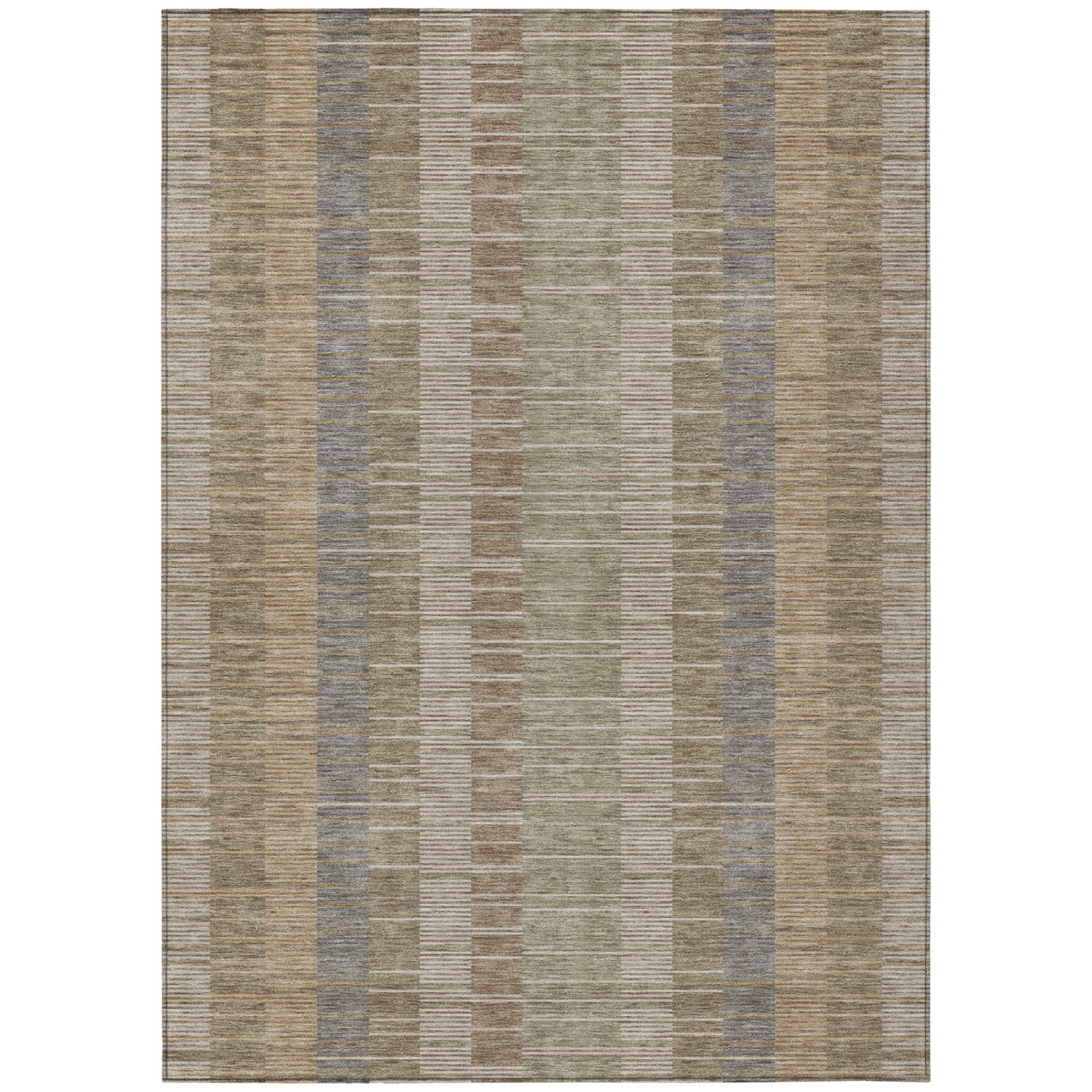 9' X 12' Taupe And Brown Striped Washable Indoor Outdoor Area Rug Homeroots Outdoor