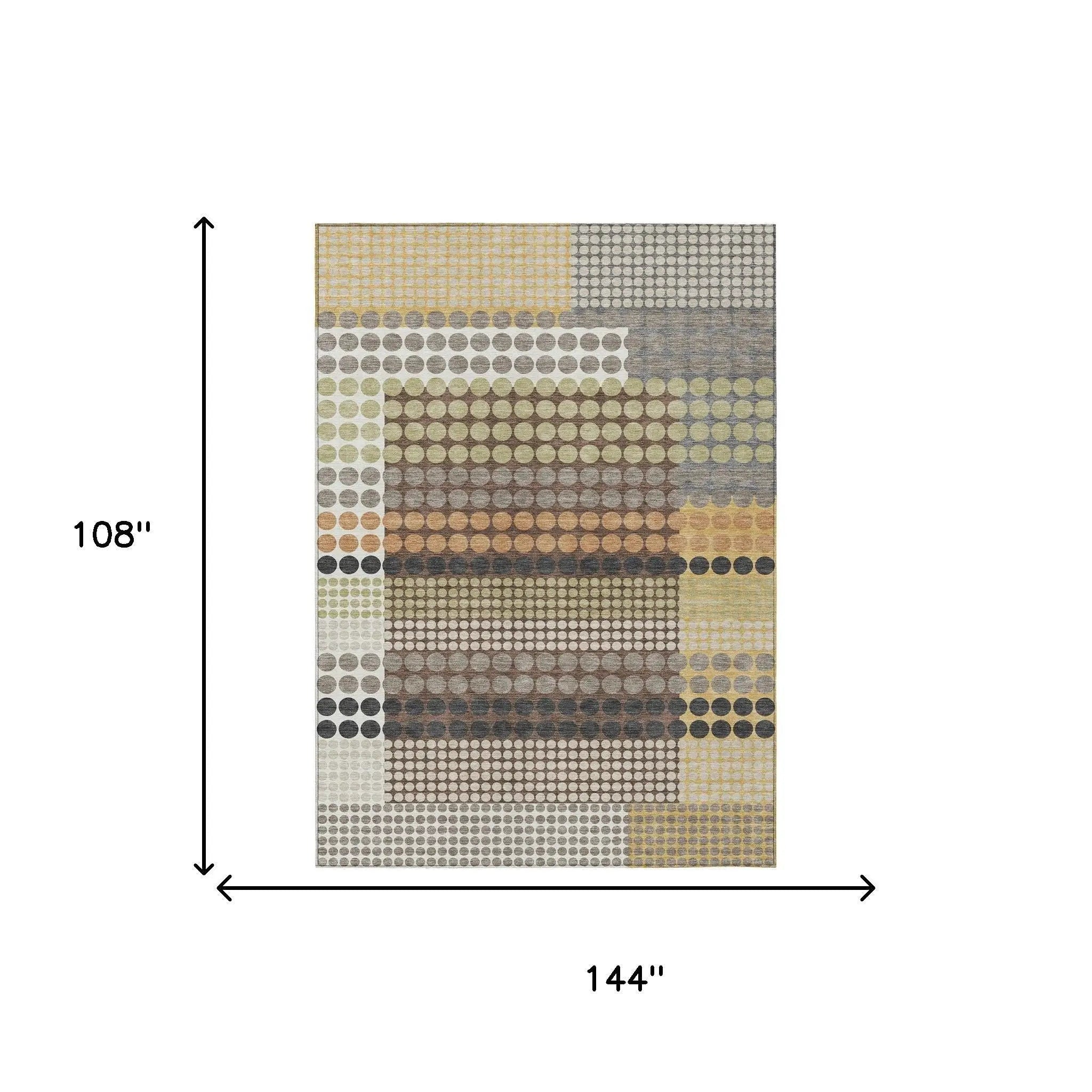9' X 12' Taupe And Gold Geometric Washable Indoor Outdoor Area Rug Homeroots Outdoor