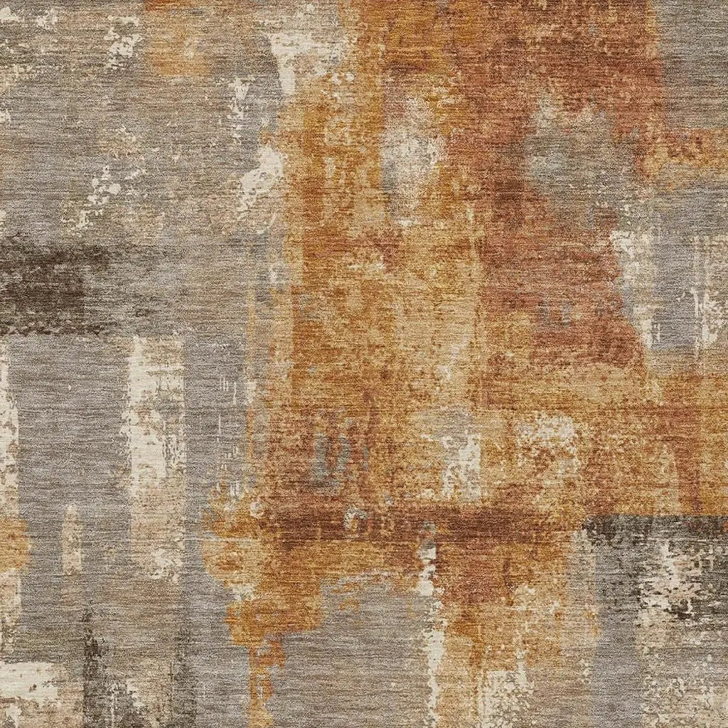 9' X 12' Taupe And Gray Abstract Washable Indoor Outdoor Area Rug Homeroots Outdoor
