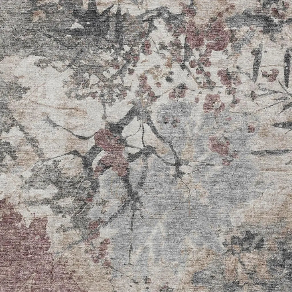 9' X 12' Taupe And Green Abstract Washable Indoor Outdoor Area Rug Homeroots Outdoor