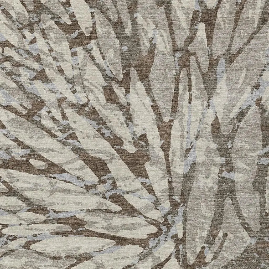 9' X 12' Taupe And Teal Blue Abstract Washable Indoor Outdoor Area Rug Homeroots Outdoor