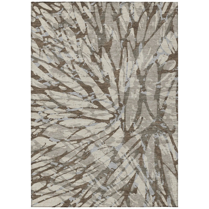 9' X 12' Taupe And Teal Blue Abstract Washable Indoor Outdoor Area Rug Homeroots Outdoor