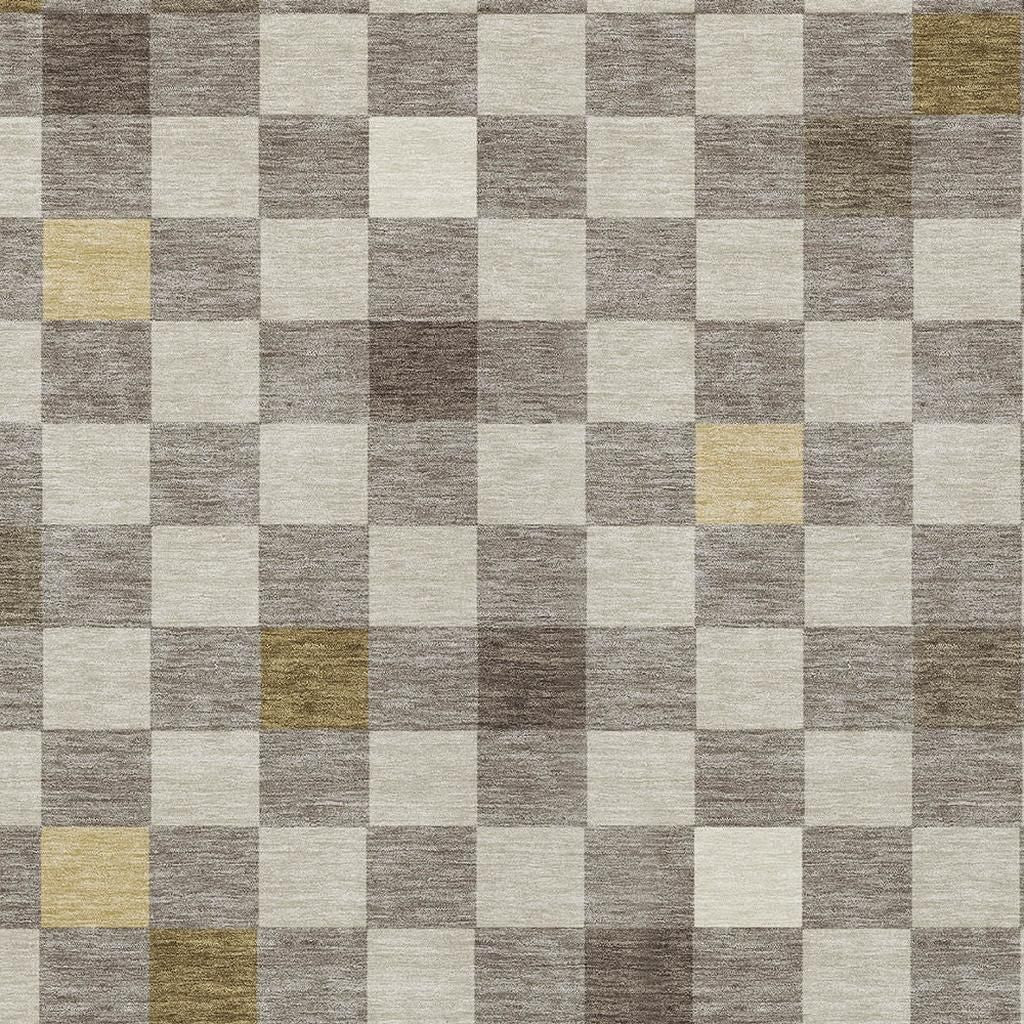 9' X 12' Taupe And Teal Blue Geometric Washable Indoor Outdoor Area Rug Homeroots Outdoor