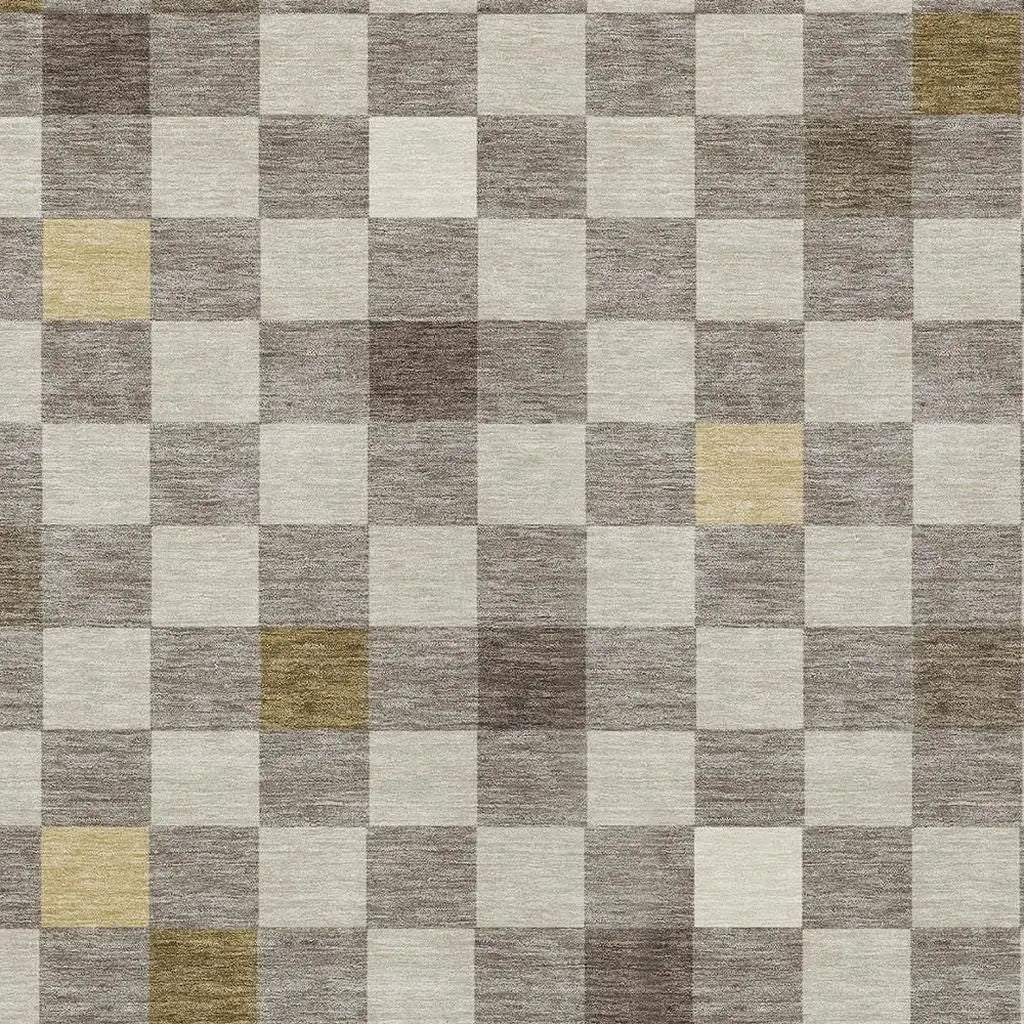 9' X 12' Taupe And Teal Blue Geometric Washable Indoor Outdoor Area Rug Homeroots Outdoor