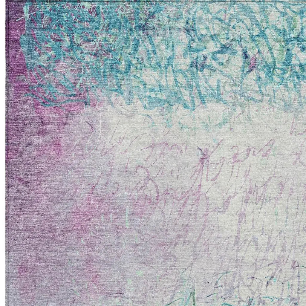 9' X 12' Teal Blue And Aqua Abstract Washable Indoor Outdoor Area Rug Homeroots Outdoor