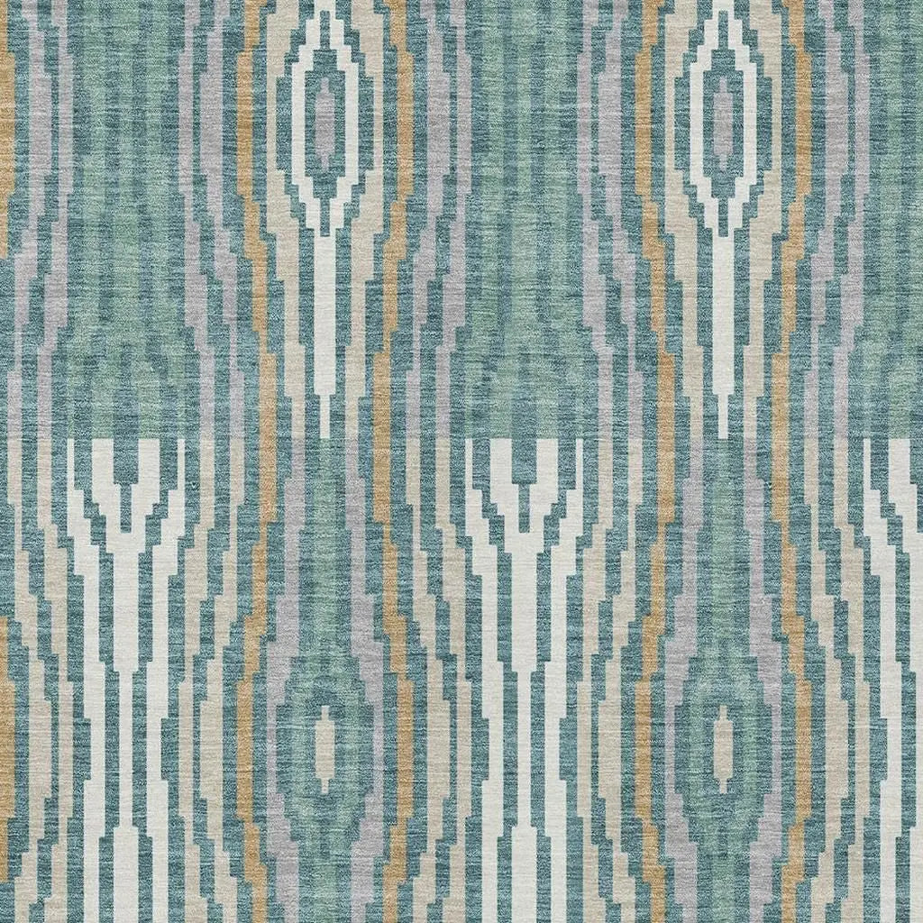 9' X 12' Teal Blue And Aqua Abstract Washable Indoor Outdoor Area Rug Homeroots Outdoor