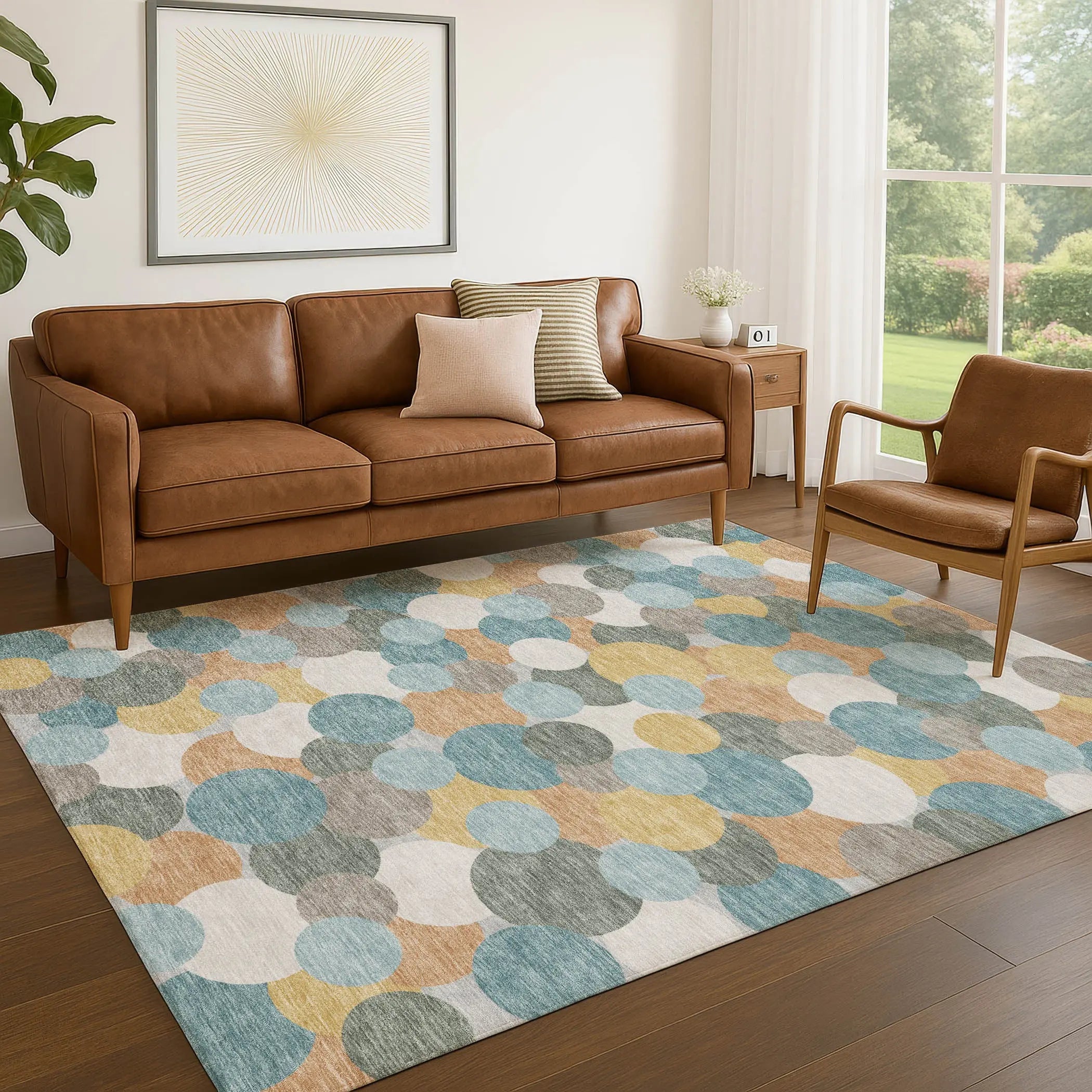 9' X 12' Teal Blue And Aqua Geometric Washable Indoor Outdoor Area Rug Homeroots Outdoor