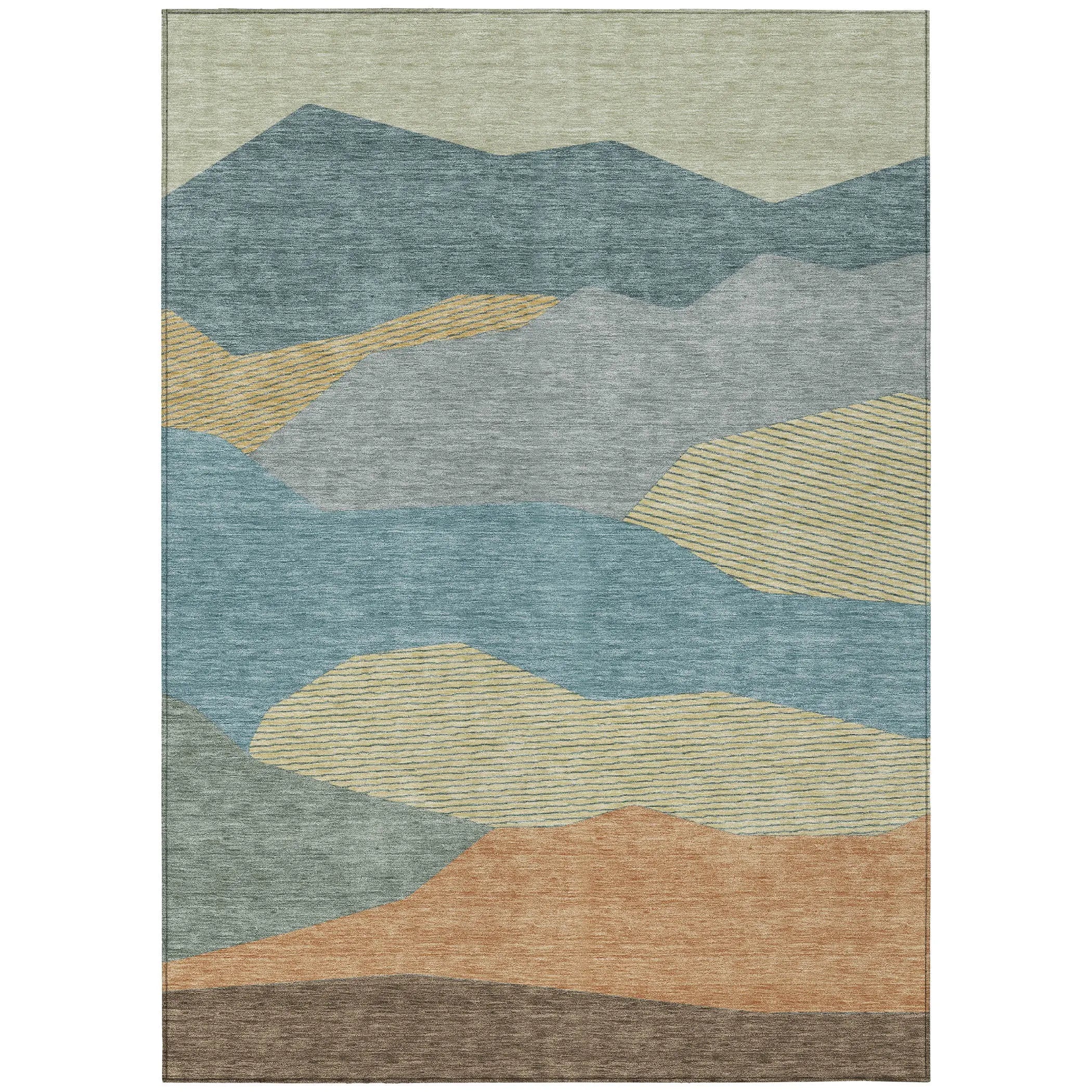 9' X 12' Teal Blue And Aqua Geometric Washable Indoor Outdoor Area Rug Homeroots Outdoor