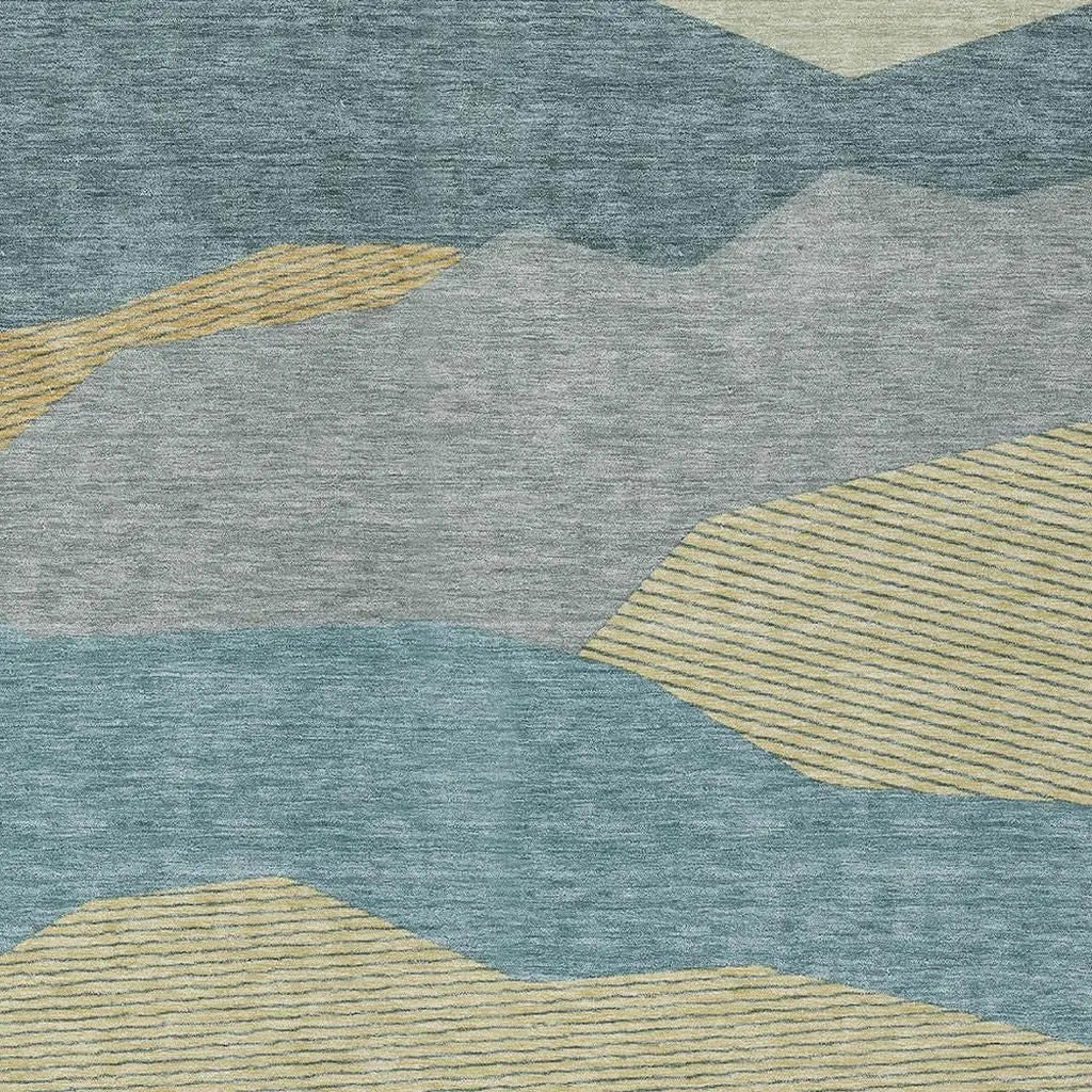 9' X 12' Teal Blue And Aqua Geometric Washable Indoor Outdoor Area Rug Homeroots Outdoor