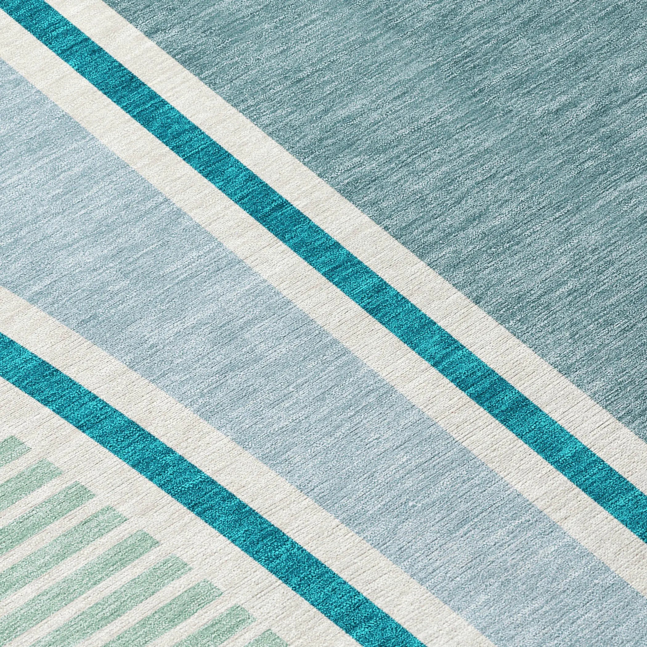 9' X 12' Teal Blue And Aqua Geometric Washable Indoor Outdoor Area Rug Homeroots Outdoor