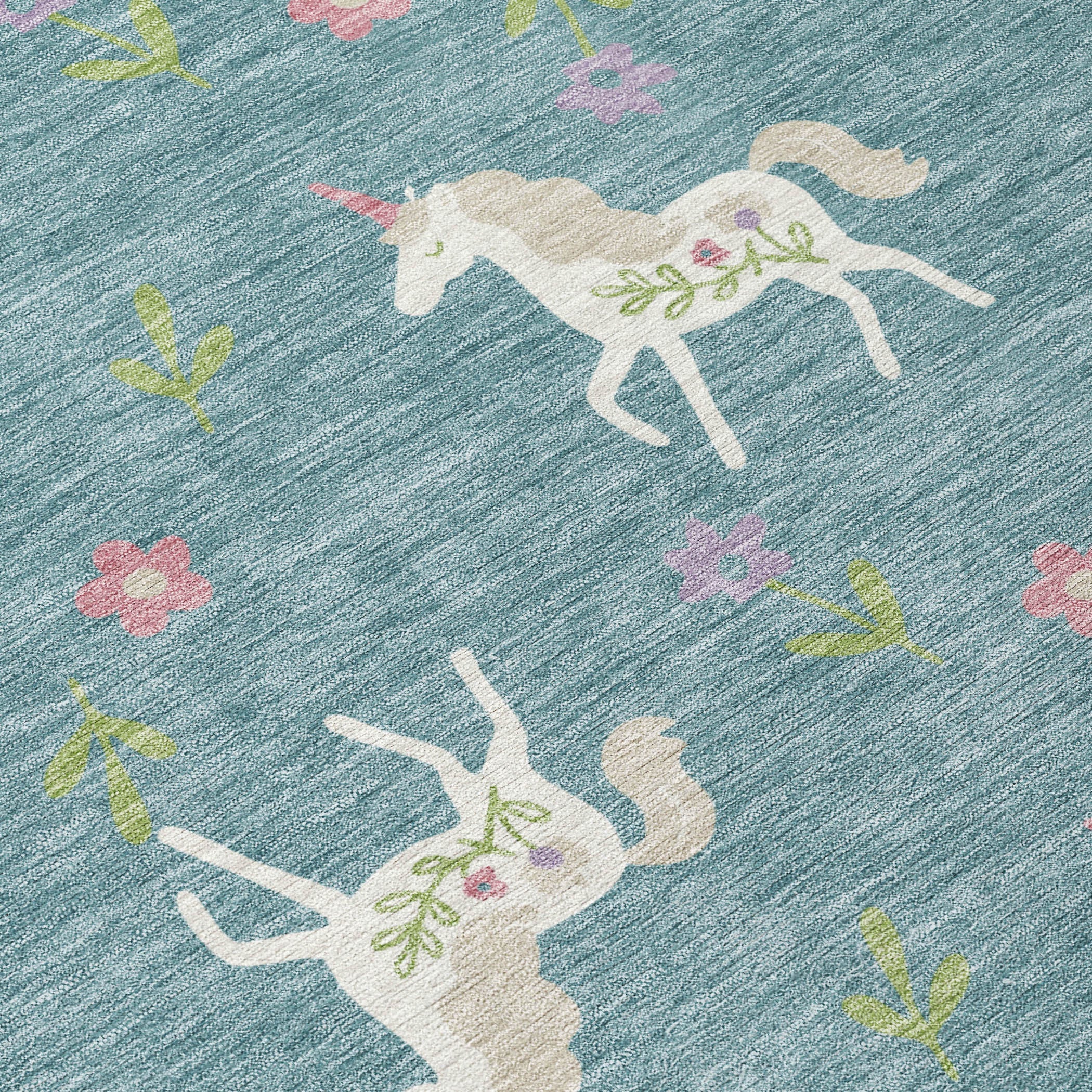 9' X 12' Teal Blue And Beige Floral Washable Indoor Outdoor Area Rug Homeroots Outdoor