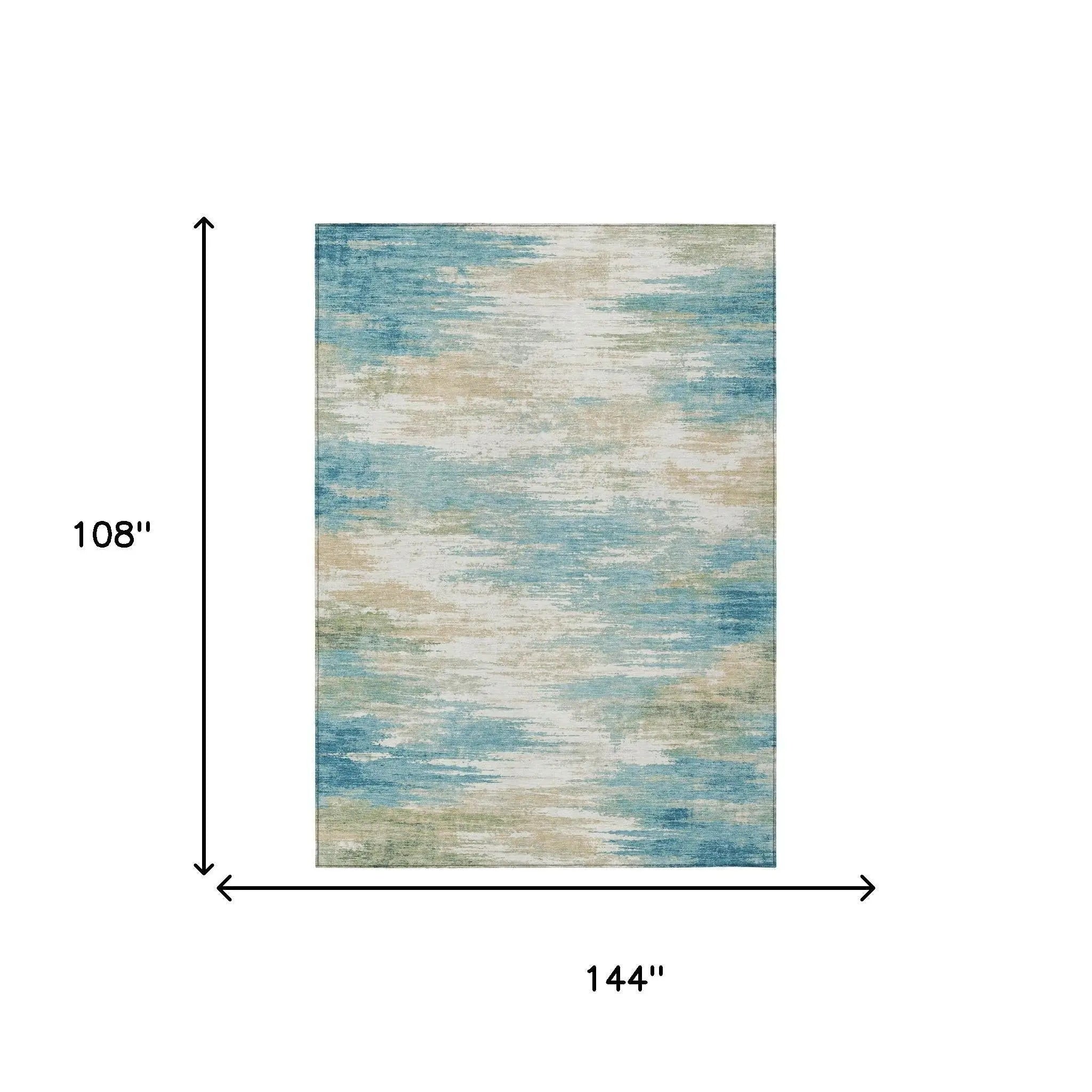 9' X 12' Teal Blue And Blue Abstract Washable Indoor Outdoor Area Rug Homeroots Outdoor