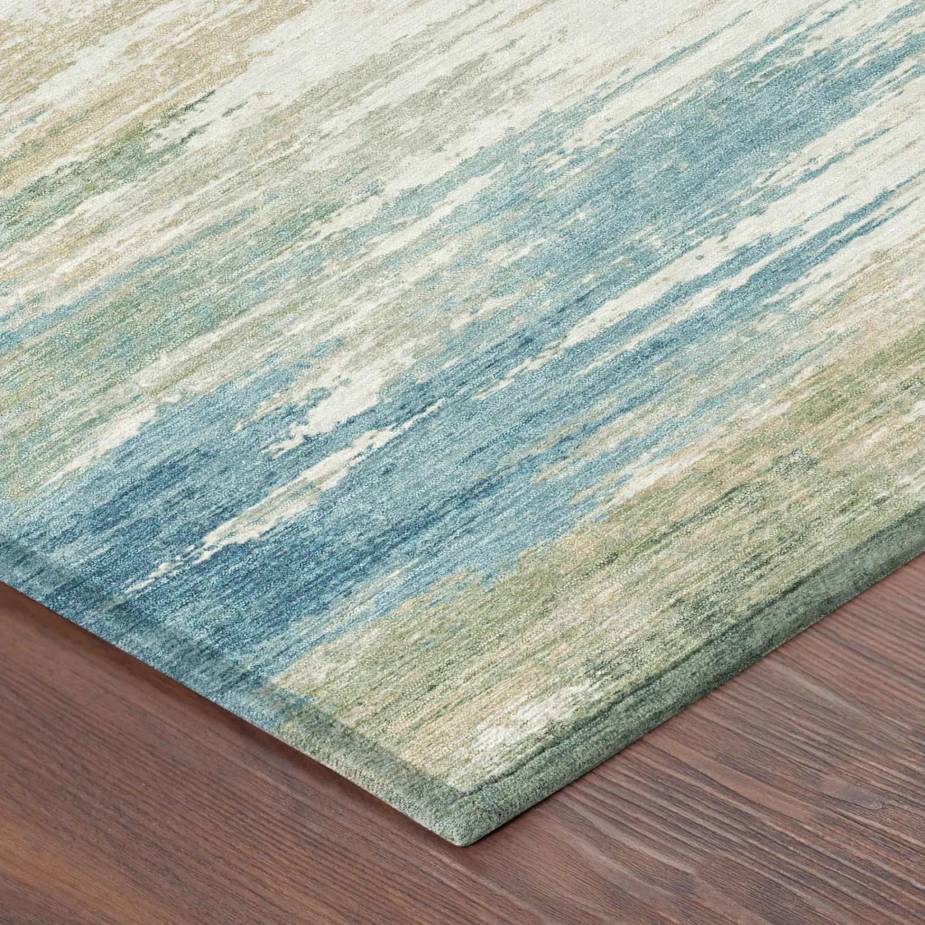 9' X 12' Teal Blue And Blue Abstract Washable Indoor Outdoor Area Rug Homeroots Outdoor
