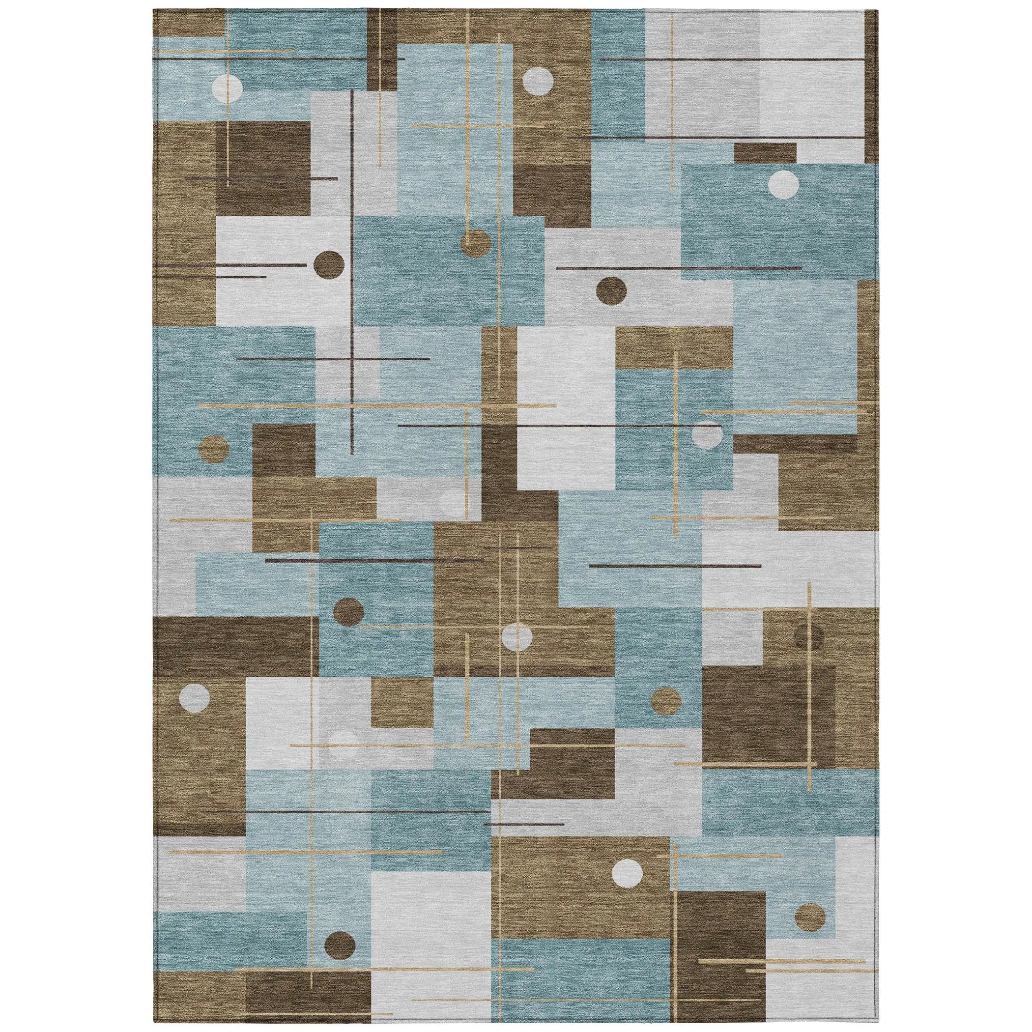 9' X 12' Teal Blue And Blue Geometric Washable Indoor Outdoor Area Rug Homeroots Outdoor