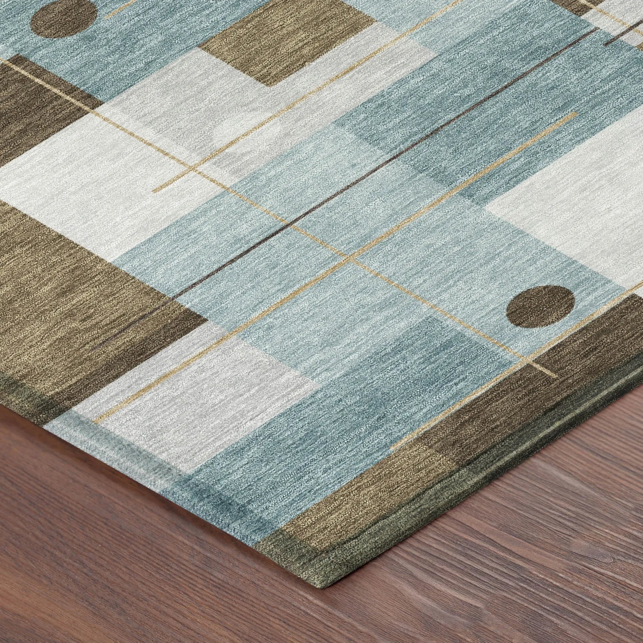 9' X 12' Teal Blue And Blue Geometric Washable Indoor Outdoor Area Rug Homeroots Outdoor