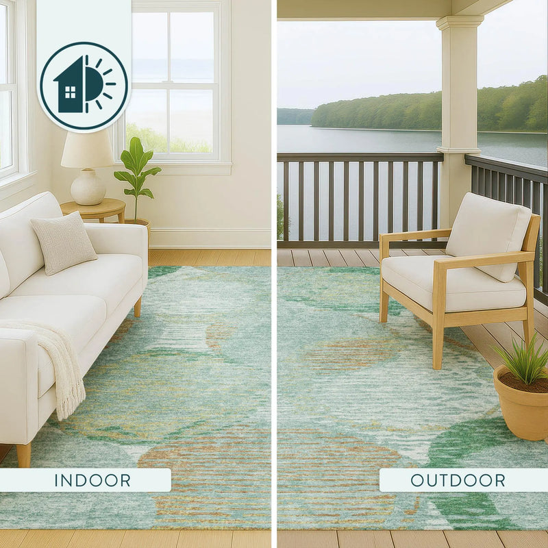 9' X 12' Teal Blue And Blue Geometric Washable Indoor Outdoor Area Rug Homeroots Outdoor