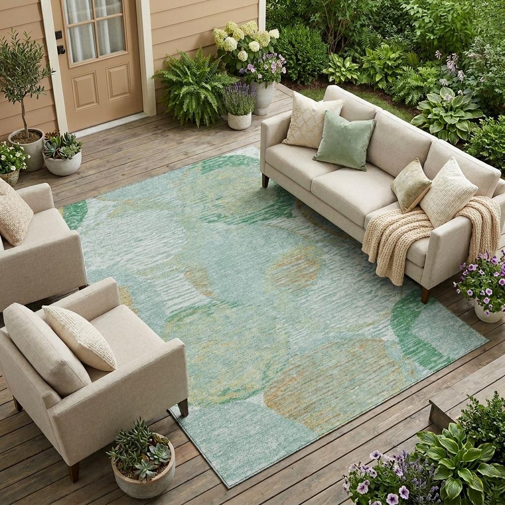 9' X 12' Teal Blue And Blue Geometric Washable Indoor Outdoor Area Rug Homeroots Outdoor