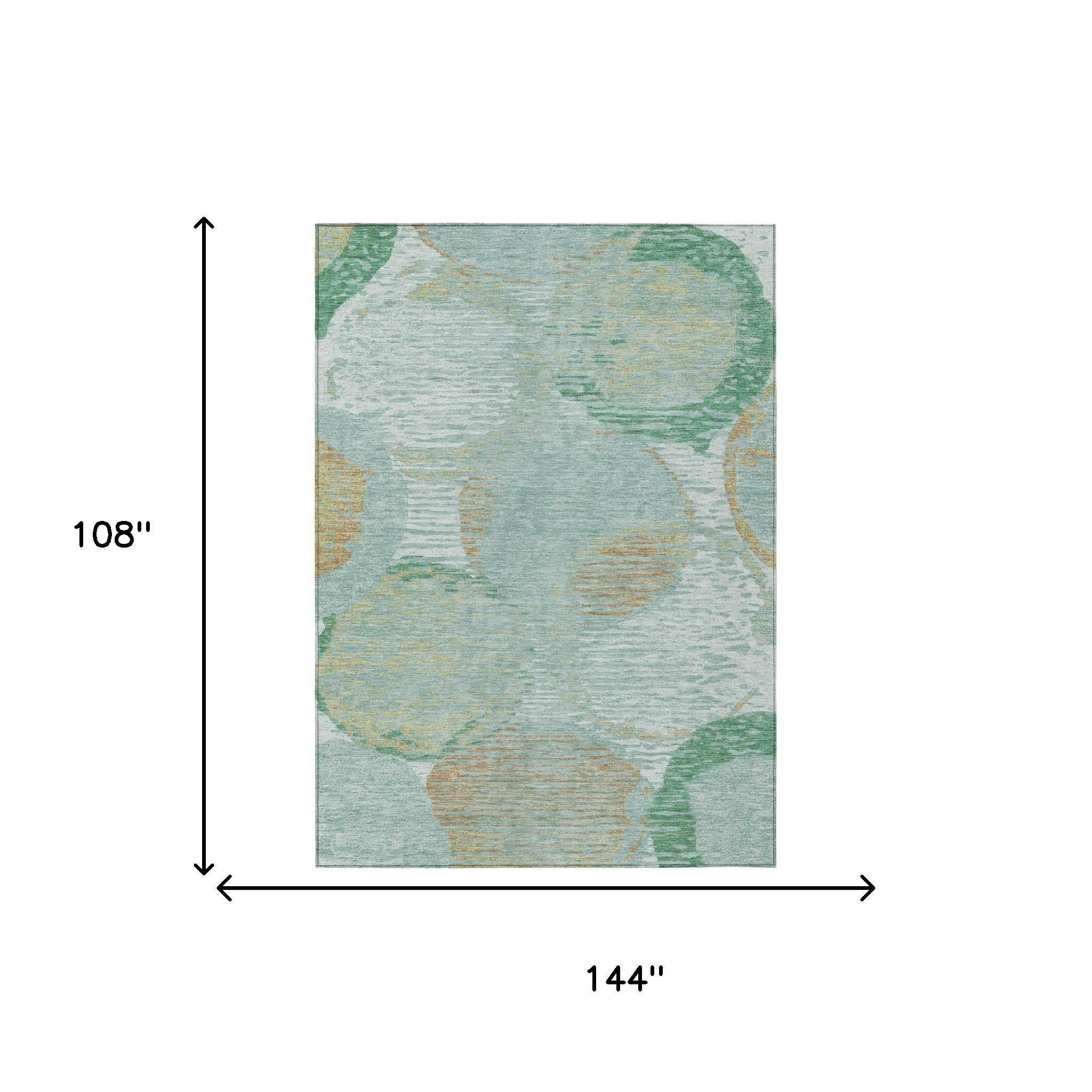 9' X 12' Teal Blue And Blue Geometric Washable Indoor Outdoor Area Rug Homeroots Outdoor