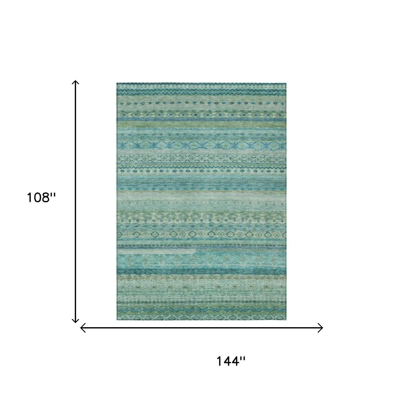 9' X 12' Teal Blue And Blue Striped Washable Indoor Outdoor Area Rug Homeroots Outdoor