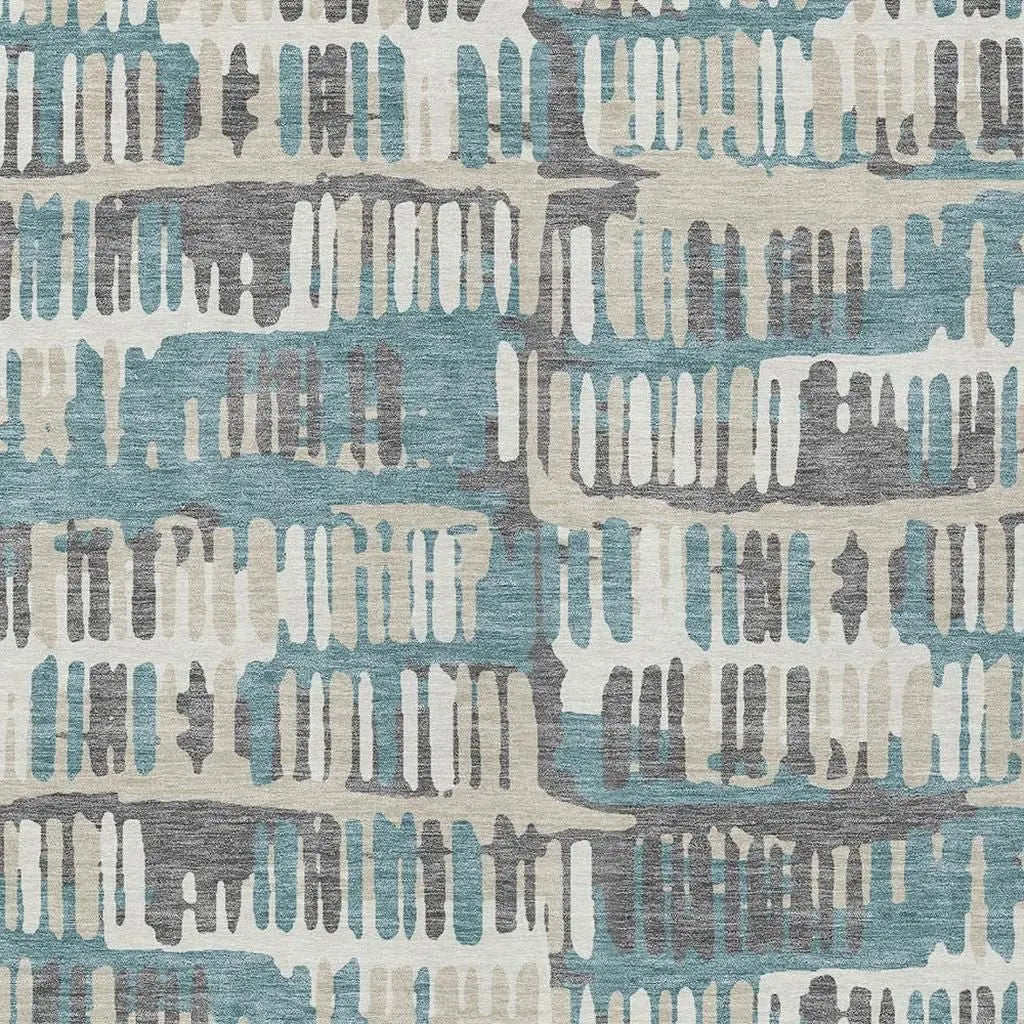 9' X 12' Teal Blue And Brown Abstract Washable Indoor Outdoor Area Rug Homeroots Outdoor