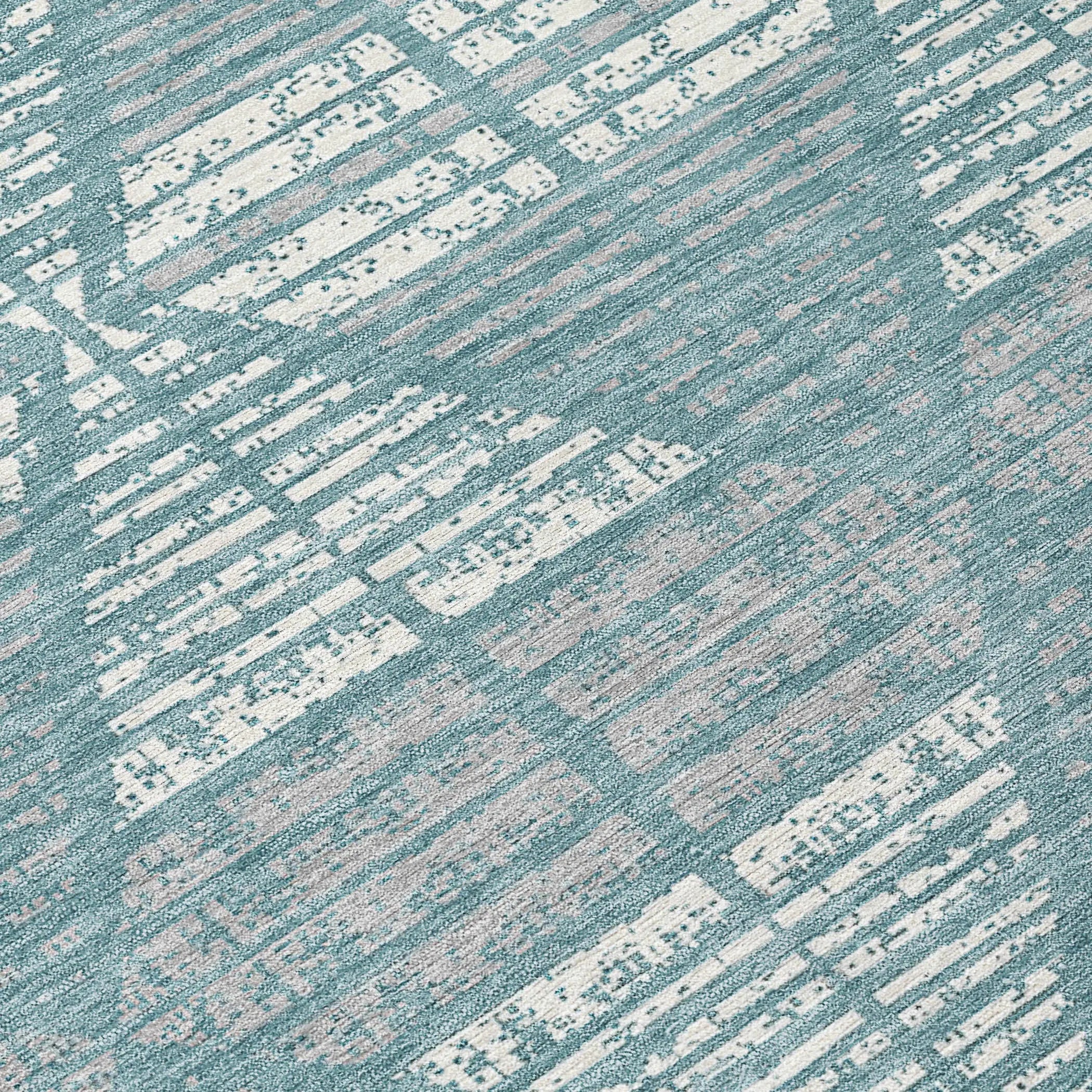 9' X 12' Teal Blue And Brown Geometric Washable Indoor Outdoor Area Rug Homeroots Outdoor