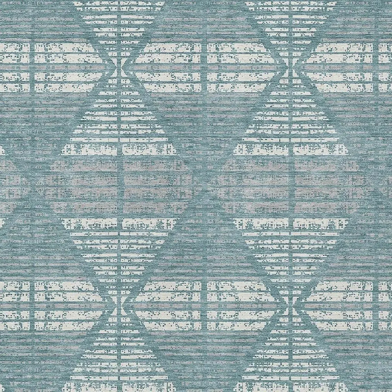 9' X 12' Teal Blue And Brown Geometric Washable Indoor Outdoor Area Rug Homeroots Outdoor