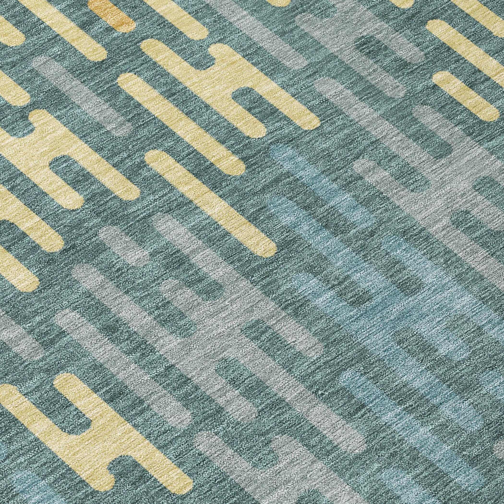 9' X 12' Teal Blue And Copper Abstract Washable Indoor Outdoor Area Rug Homeroots Outdoor