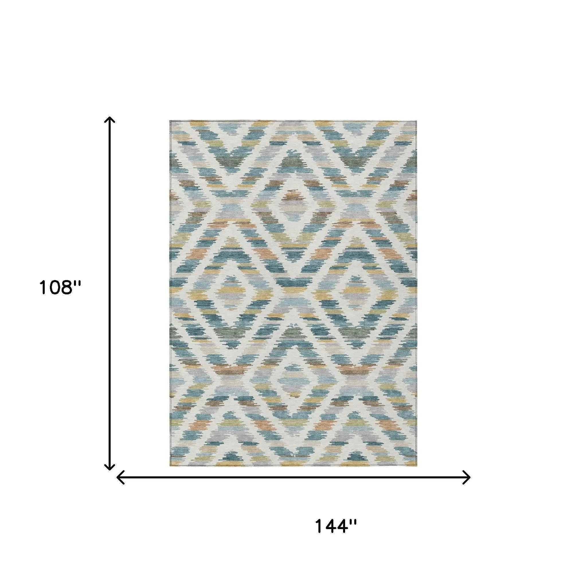 9' X 12' Teal Blue And Copper Tribal Washable Indoor Outdoor Area Rug Homeroots Outdoor