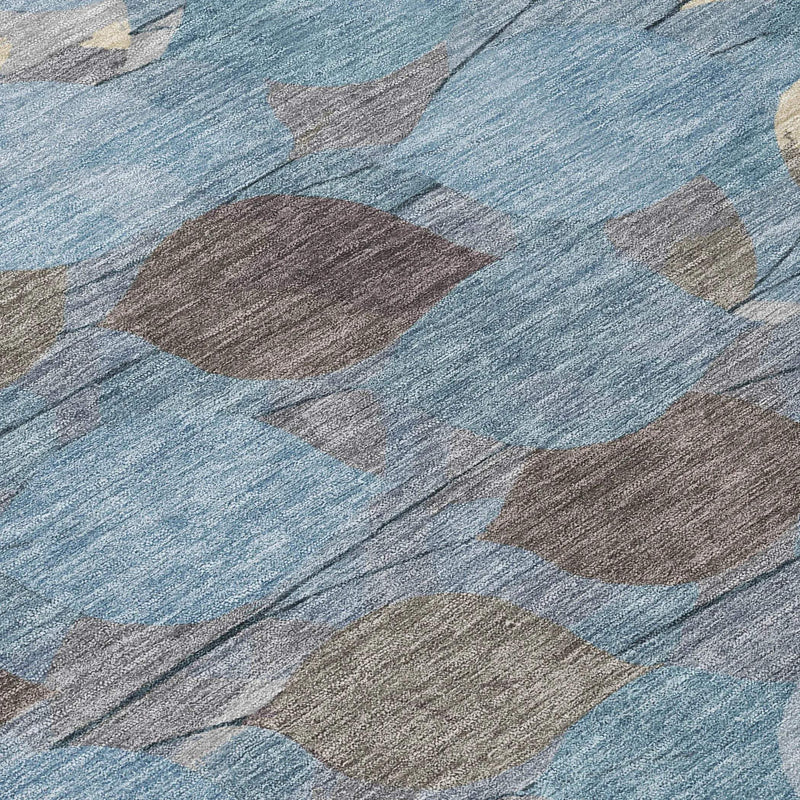 9' X 12' Teal Blue And Gray Floral Washable Indoor Outdoor Area Rug Homeroots Outdoor