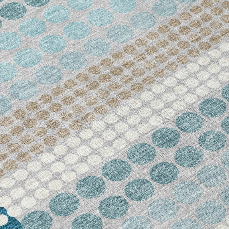 9' X 12' Teal Blue And Gray Geometric Washable Indoor Outdoor Area Rug Homeroots Outdoor