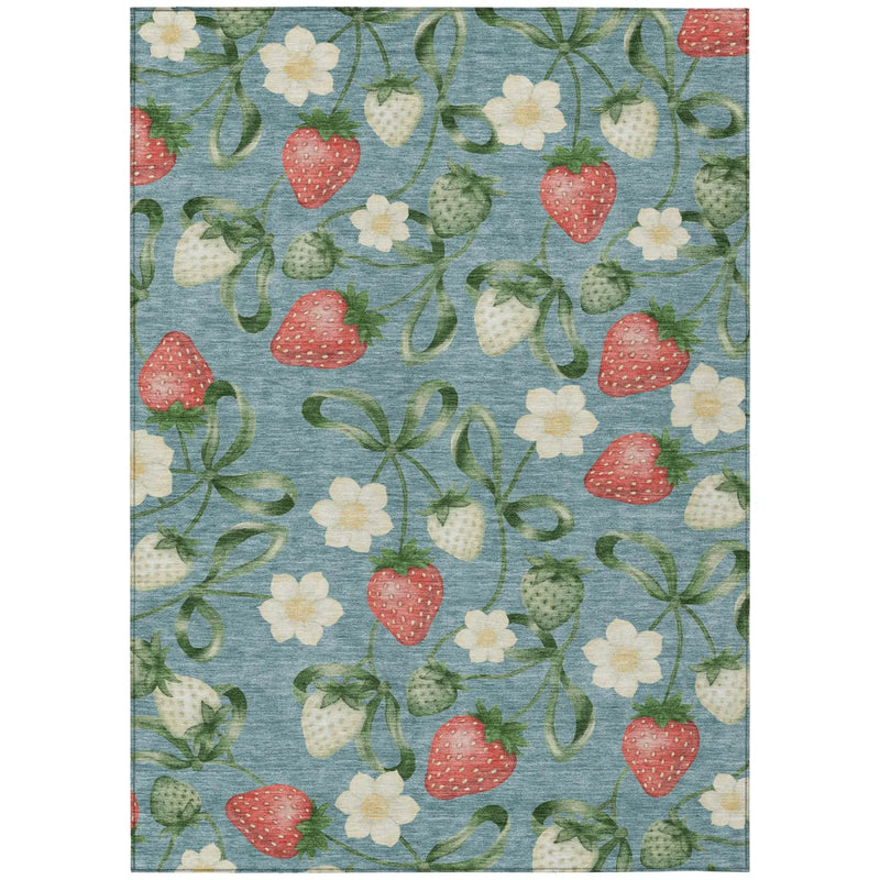 9' X 12' Teal Blue And Green Floral Washable Indoor Outdoor Area Rug Homeroots Outdoor