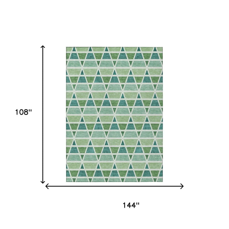 9' X 12' Teal Blue And Green Geometric Washable Indoor Outdoor Area Rug Homeroots Outdoor