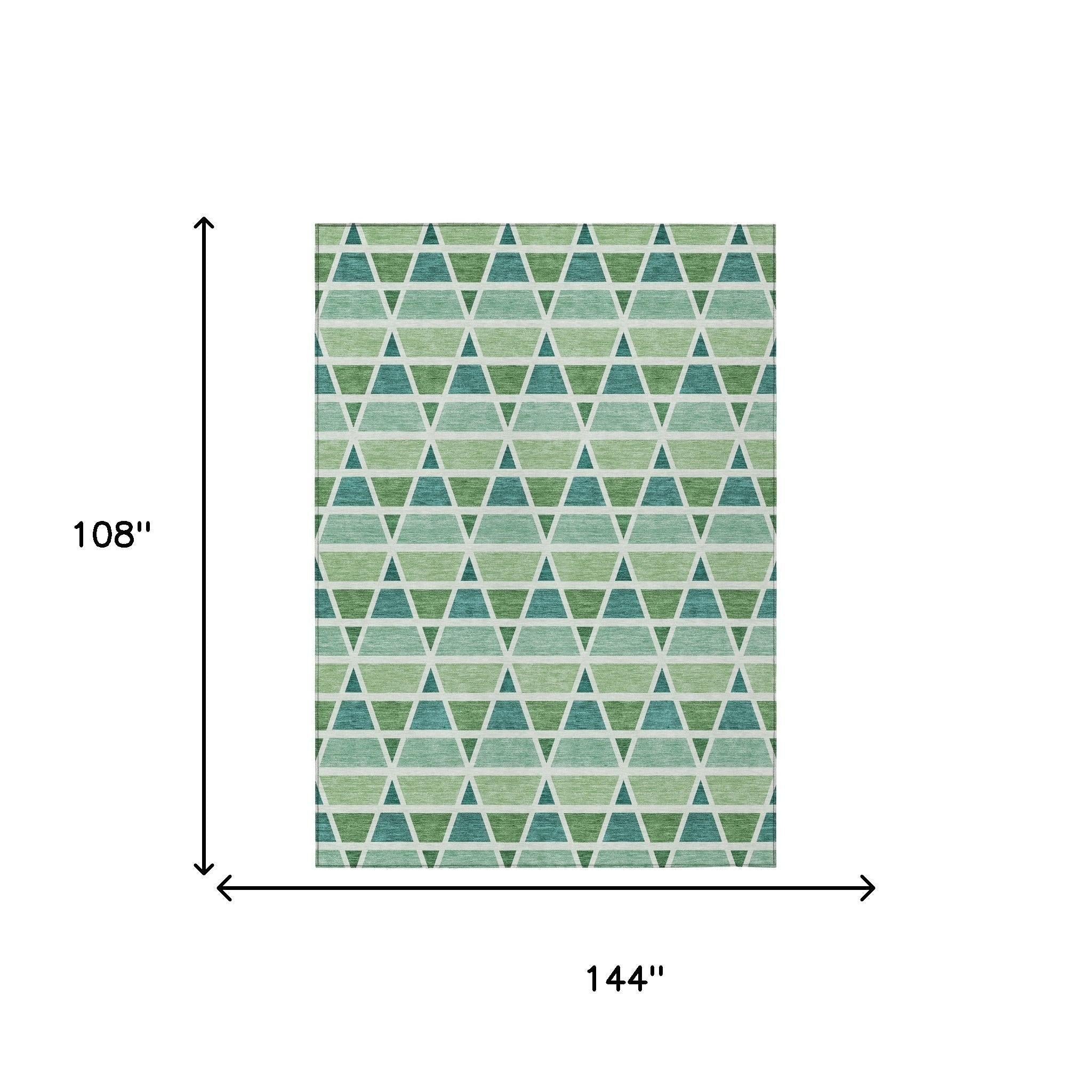 9' X 12' Teal Blue And Green Geometric Washable Indoor Outdoor Area Rug Homeroots Outdoor