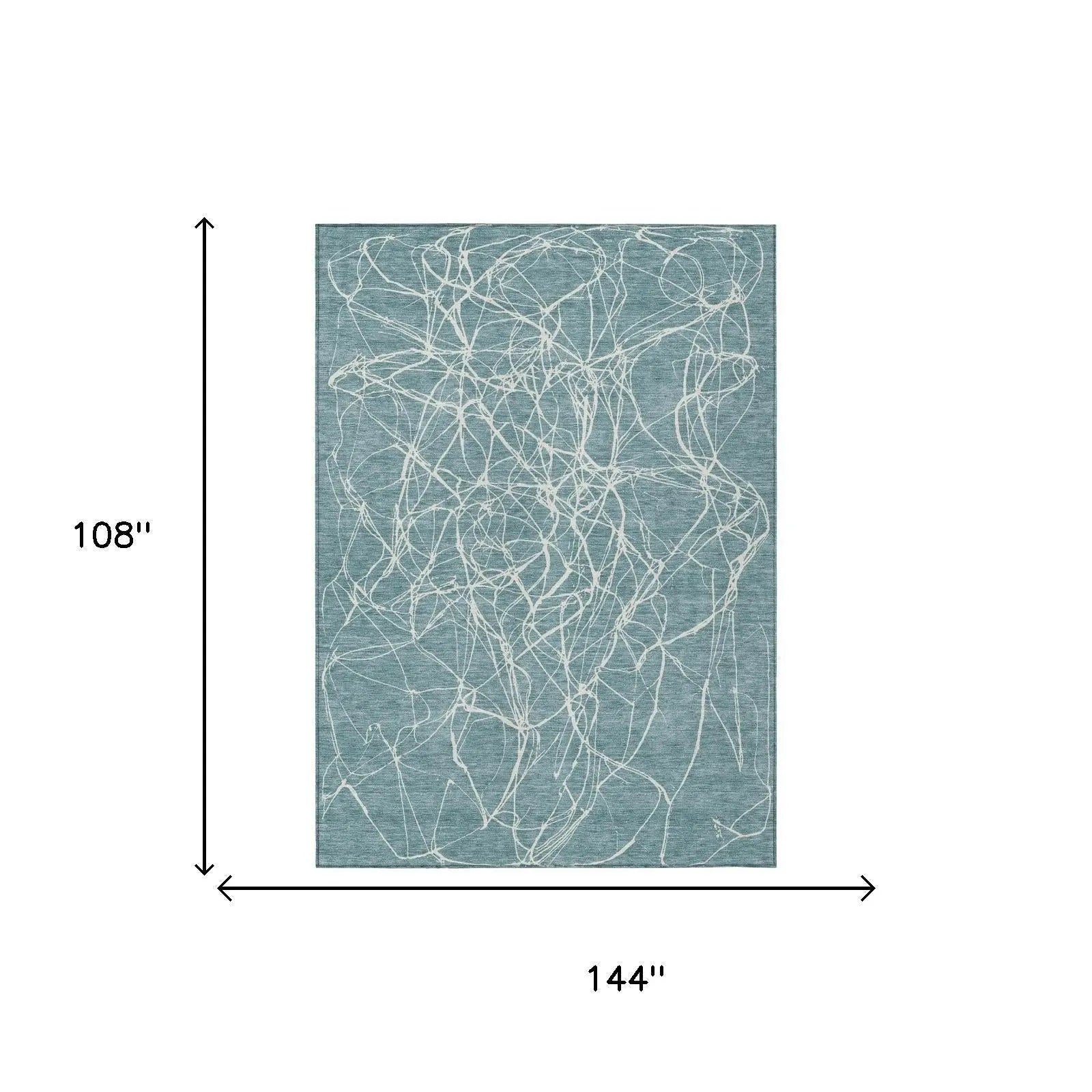 9' X 12' Teal Blue And Ivory Abstract Washable Indoor Outdoor Area Rug Homeroots Outdoor