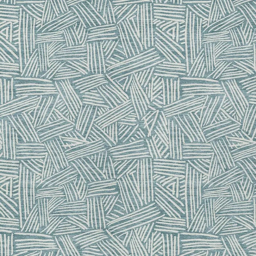 9' X 12' Teal Blue And Ivory Geometric Washable Indoor Outdoor Area Rug Homeroots Outdoor