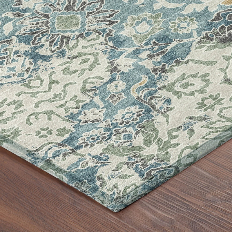 9' X 12' Teal Blue And Ivory Geometric Washable Indoor Outdoor Area Rug Homeroots Outdoor