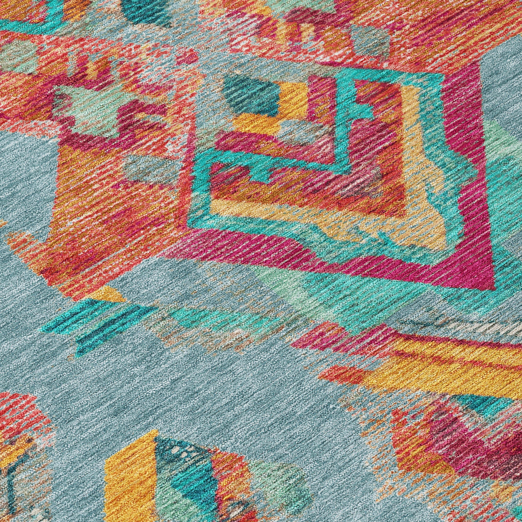 9' X 12' Teal Blue And Ivory Tribal Washable Indoor Outdoor Area Rug Homeroots Outdoor