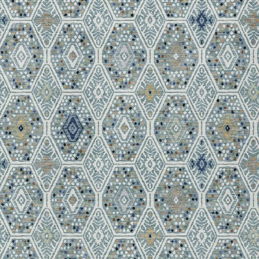 9' X 12' Teal Blue And Navy Blue Geometric Washable Indoor Outdoor Area Rug Homeroots Outdoor