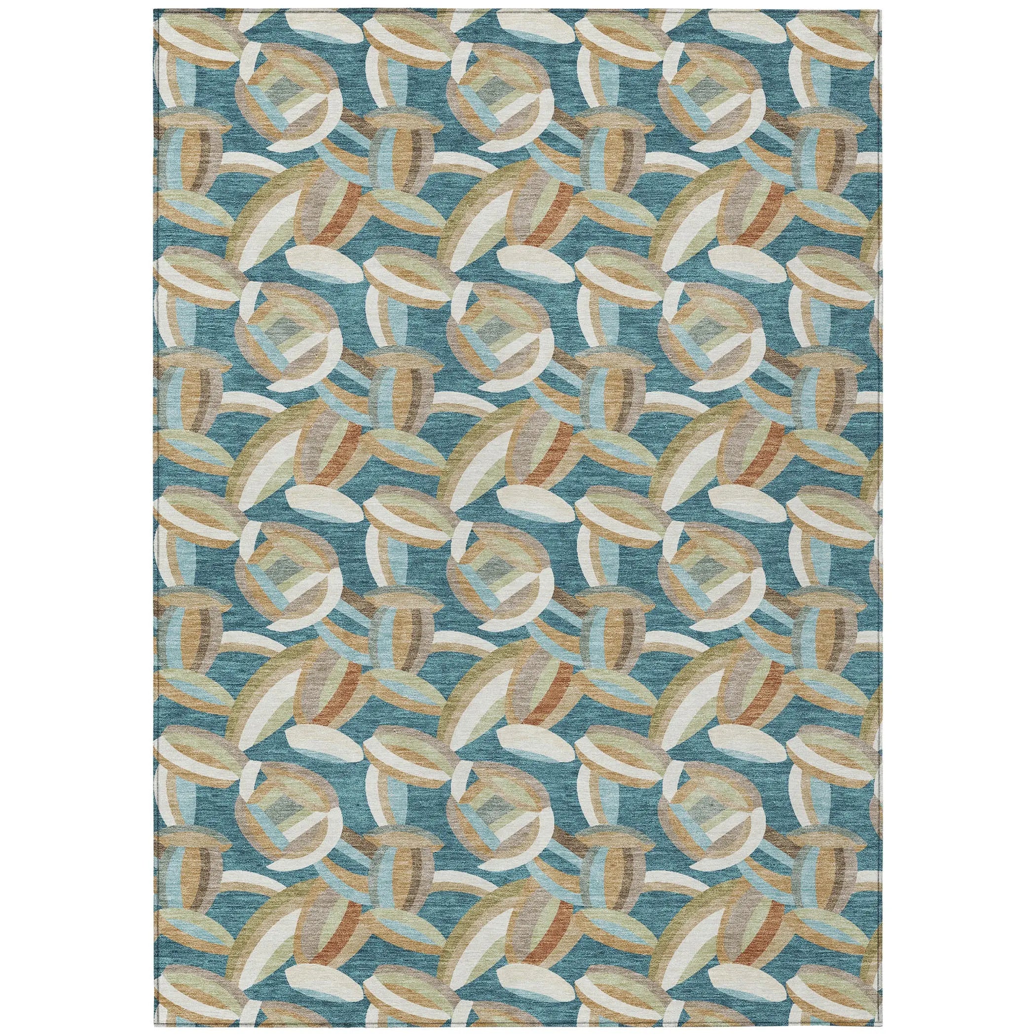 9' X 12' Teal Blue And Orange Abstract Washable Indoor Outdoor Area Rug Homeroots Outdoor