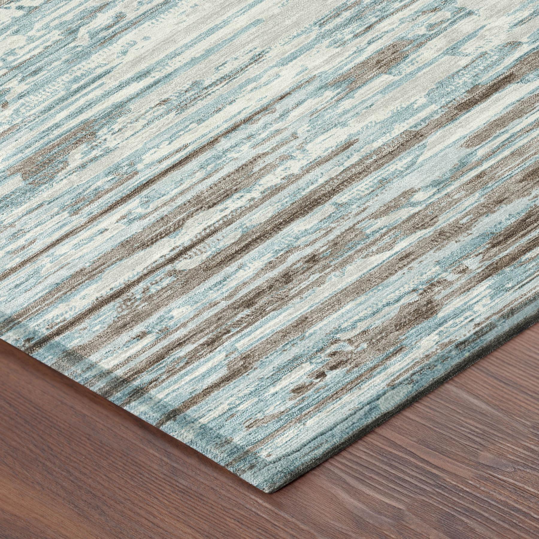 9' X 12' Teal Blue And Pewter Abstract Washable Indoor Outdoor Area Rug Homeroots Outdoor