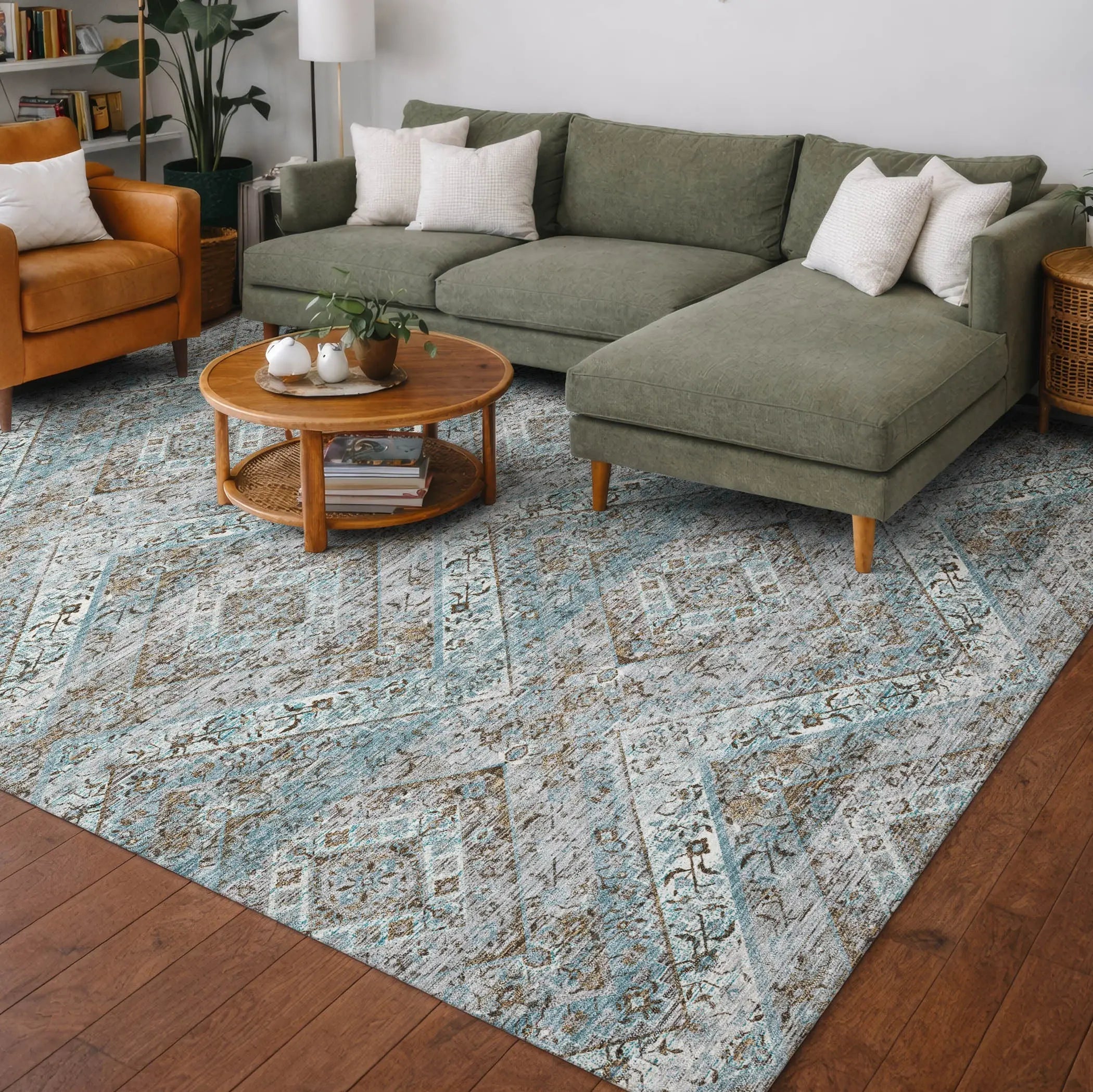 9' X 12' Teal Blue And Purple Tribal Washable Indoor Outdoor Area Rug Homeroots Outdoor