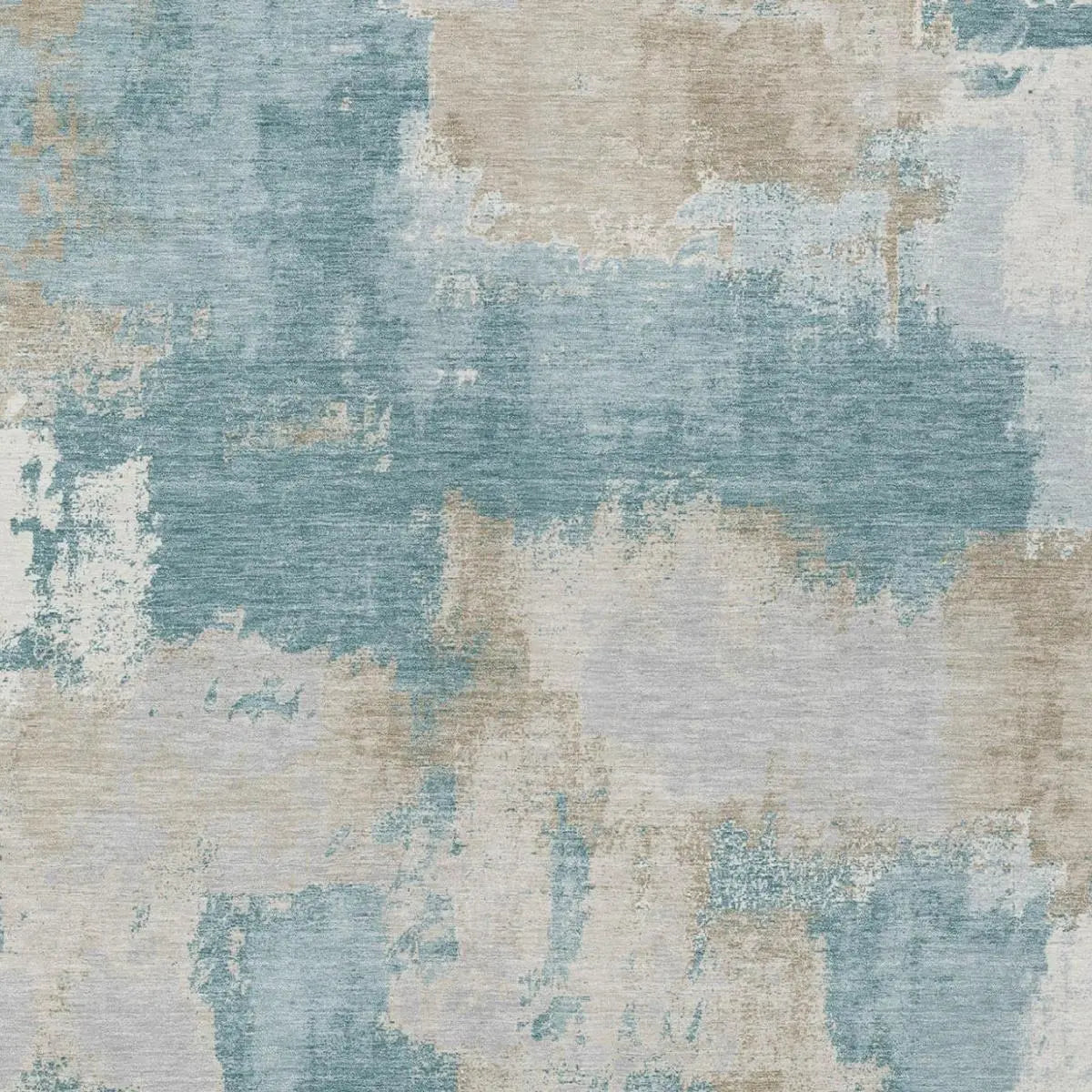 9' X 12' Teal Blue And Silver Abstract Washable Indoor Outdoor Area Rug Homeroots Outdoor